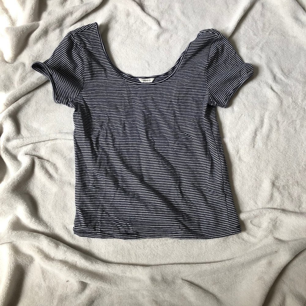 striped F21 cropped t-shirt